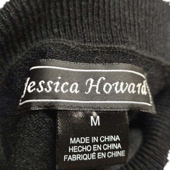 Jessica Howard Black White Houndstooth Turtle Neck Shift Sweater Dress Size M - Picture 12 of 13